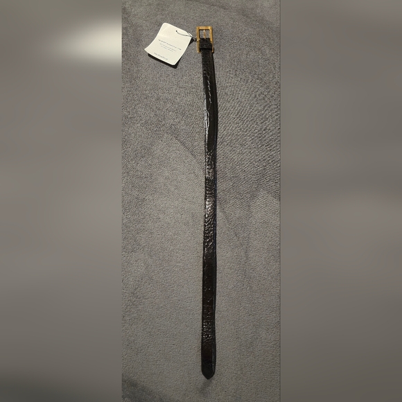 NWT MCM women's patent leather belt, Glossy Black Crocodile Pattern - Picture 2 of 11